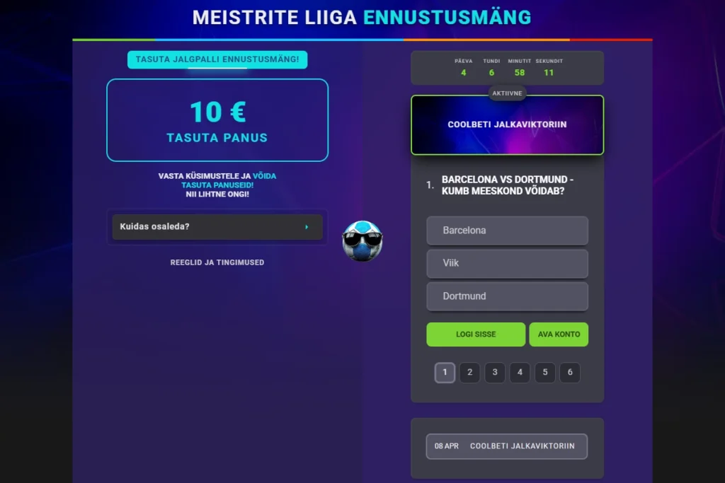 Coolbet Meistrite Liiga Ennustusmäng boonus